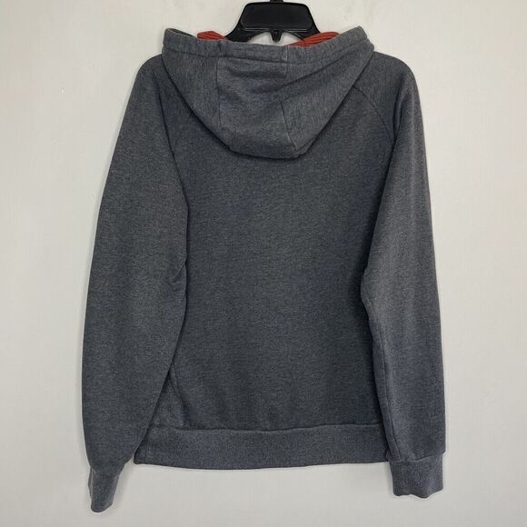 NORTH FACE Hoodie Mens Medium Gray Red Stripe Logo Pullover Sweatshirt Fleece - Picture 5 of 10